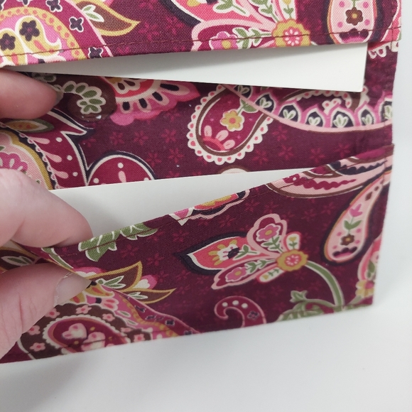 Vera Bradley Piccadilly Plum Checkbook Wallet Burgundy Red Canvas Card Holder - Picture 6 of 9